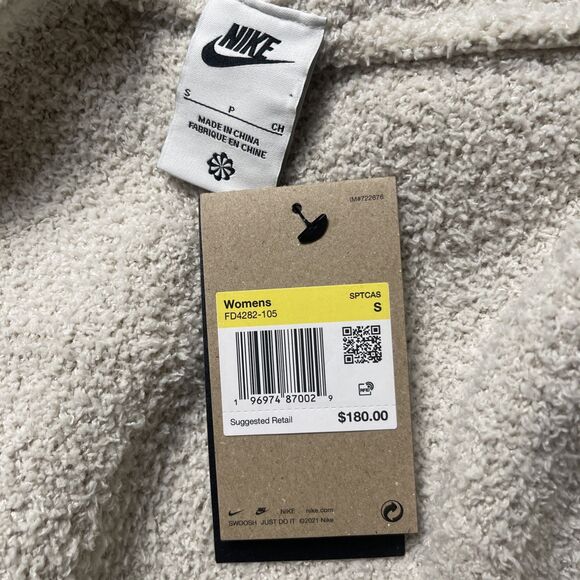 Nike Sportswear Womens SMALL Phoenix Cozy Boucle White Long Knit Cardigan NEW - Picture 3 of 6